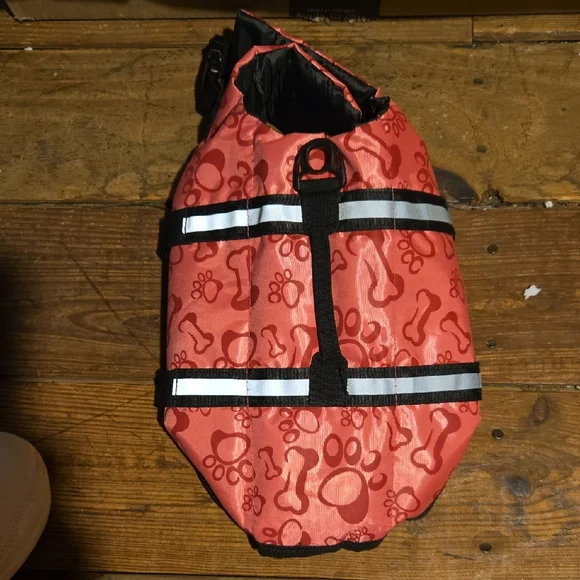 Pink Small Dog Life Jacket with Bone and Paw Print