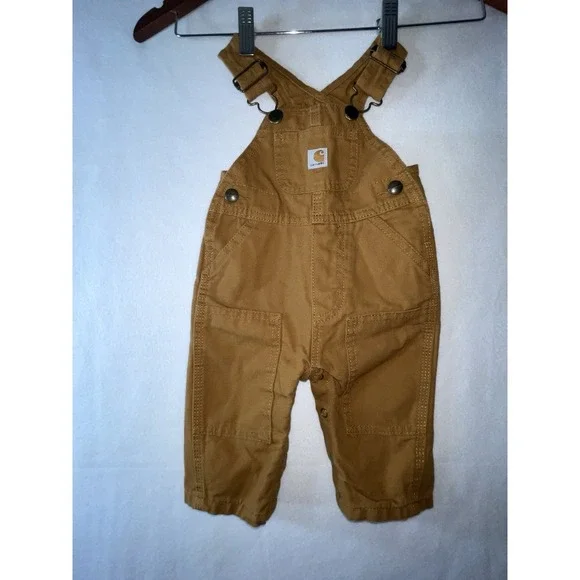 Carhartt Infant Boys' Washed Canvas Bib Overalls Size 6 Months‎ Color: Brown