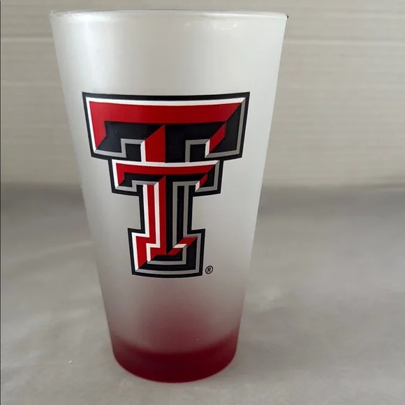 Texas Tech “Red Raiders” Frosted 16oz Pint Glass Double T Red & Black Logo USA