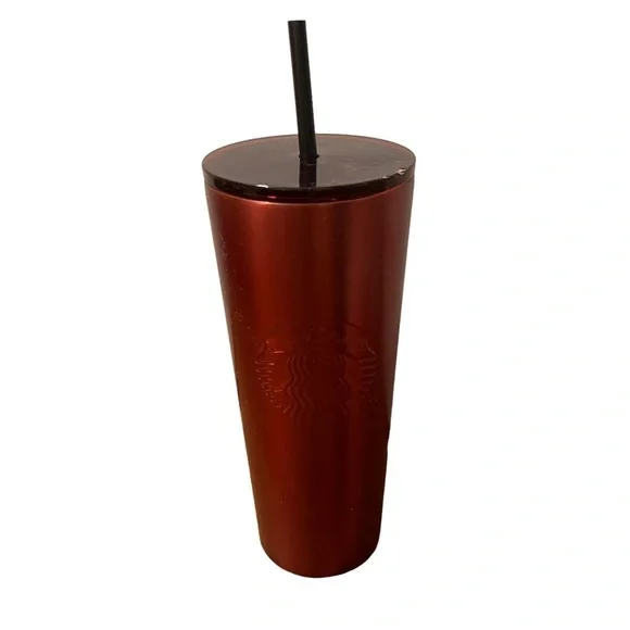 Starbucks Venti 24oz Stainless Steel Cold Cup Maroon Burgundy Matte