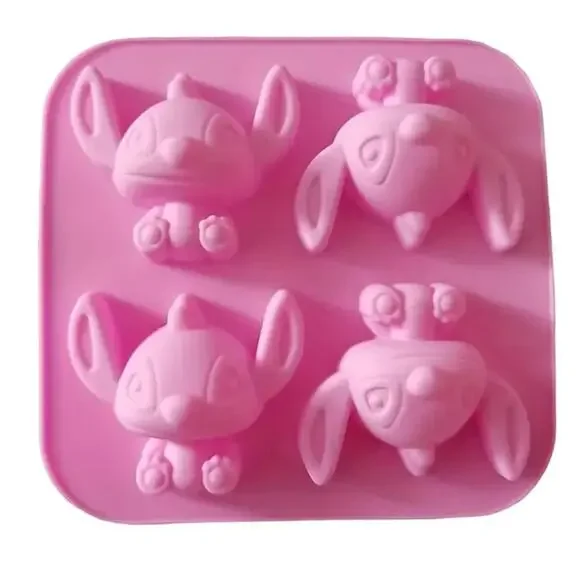 4 Ice Cube PINK Stitch Silicone cake chocolate Tray Treat Mold Bakeware GIRLY