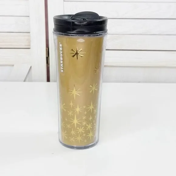 Starbucks Holiday 2011 Retro Snowflake Stars Acrylic‎ Travel Tumbler 12oz