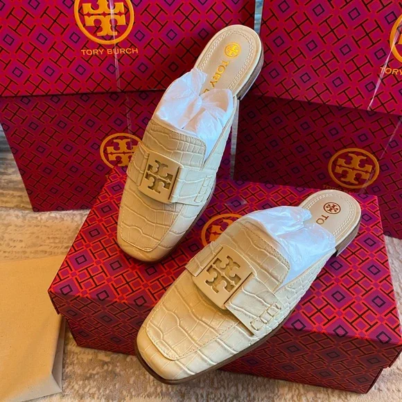 Tory Burch Georgia Croc-Embossed Loafer Mule