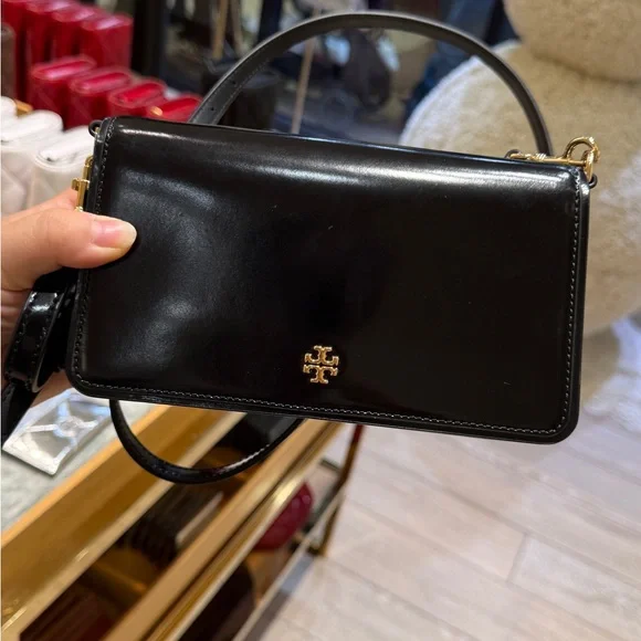 Tory Burch Black shine Leather Crossbody Bag