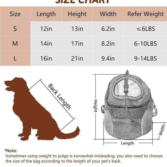 Pet Dog Backpack Carrier with Storage Pockets Dog Front Pack for Small Dogs Cats