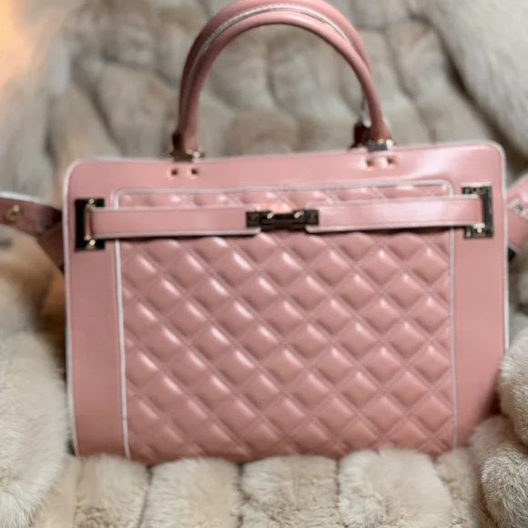 Elegant Pink Quilted XS Dog Carrier