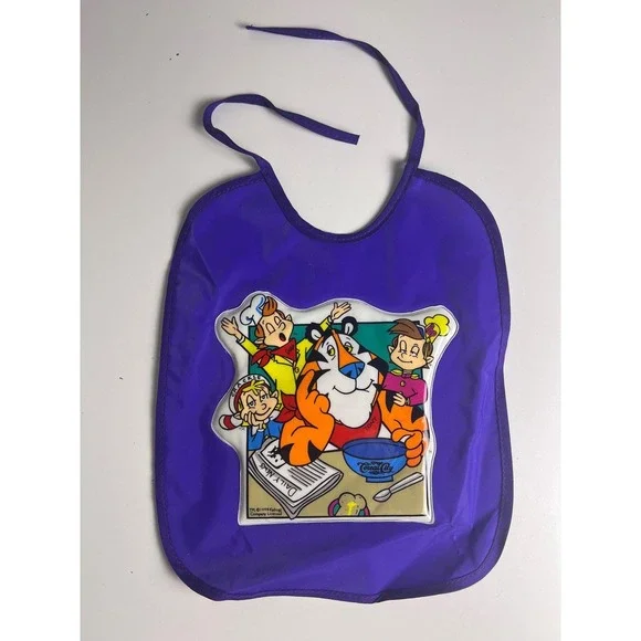 Vintage Advertisement Kellogg's Tony the Tiger Cereal City Bib‎ Purple Kids 1998