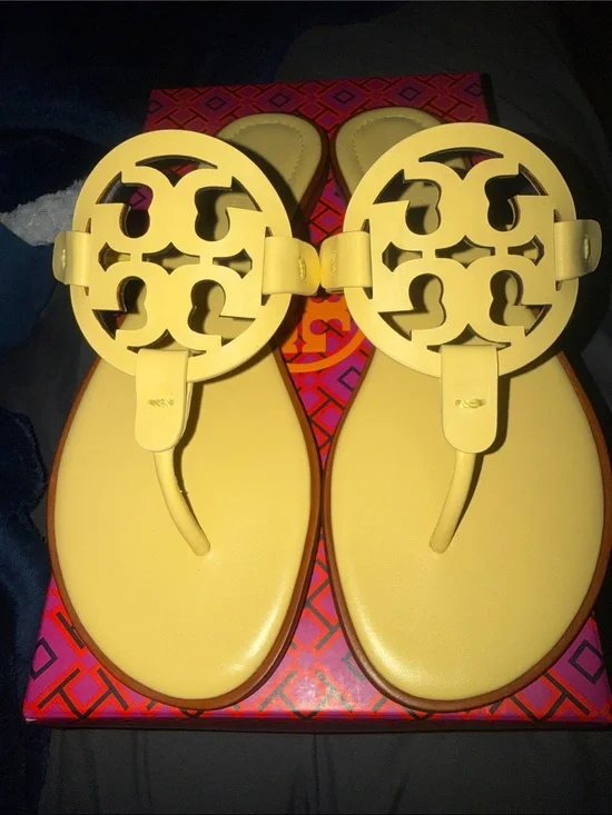 Tory Burch Yellow Miller Logo Thong Sandals