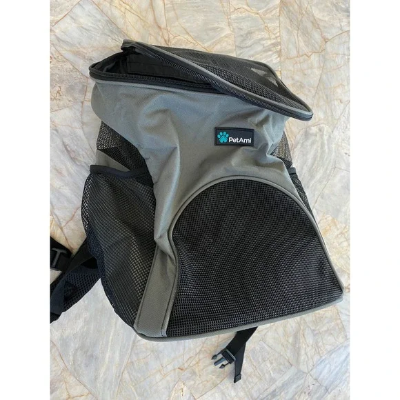 PetAmi Deluxe Pet Carrier Backpack Gray Black Ventilated Small Dog Cat Travel