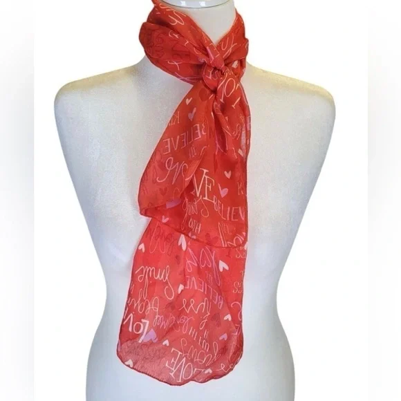 Red Love Print Scarf