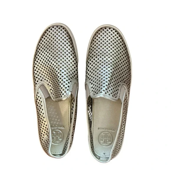Tory Burch Metallic Gold Jesse‎ Perforated Sneakers Sz 10