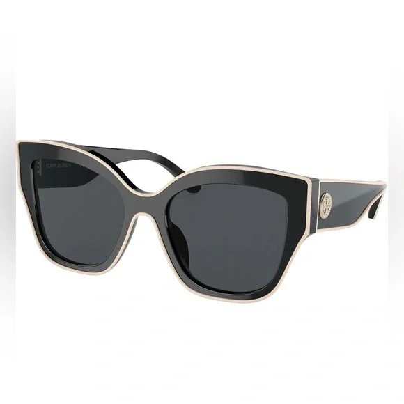 Tory Burch Black Sunglasses with Ivory Piping