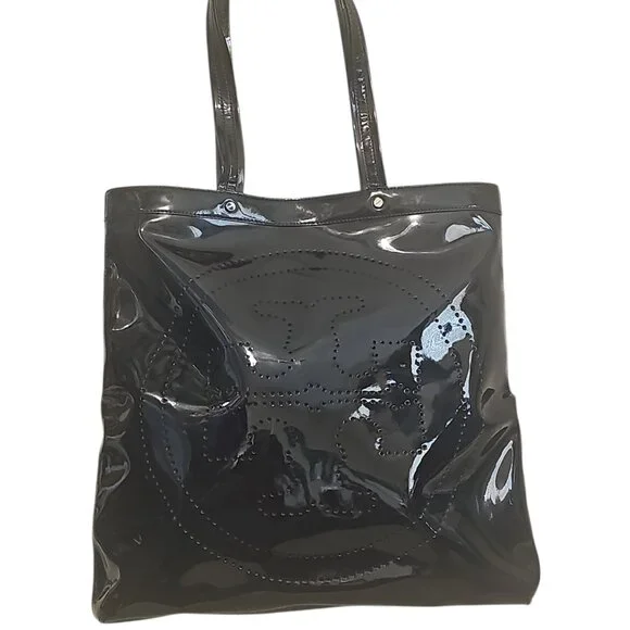 Tory Burch Black Patent Leather Ella Tote Bag