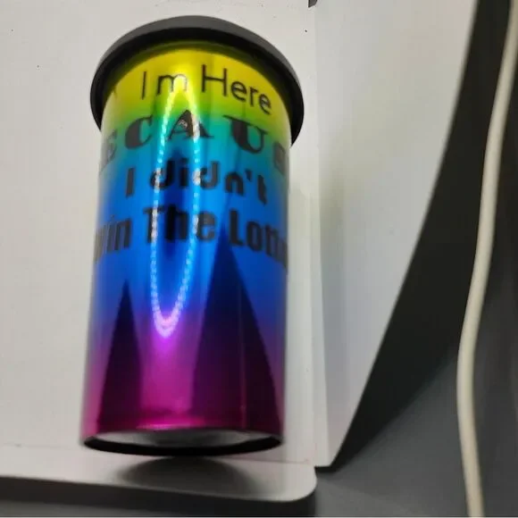 Hand Crafted Travel Cup Coffee Tumbler Plastic Mainstays Rainbow Funny saying