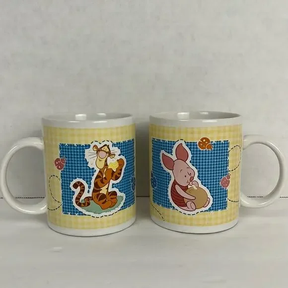 Disney Winnie the Pooh Mugs Cup Set of 2 Coffee Tea Cocoa Tigger Piglet 10 ounce