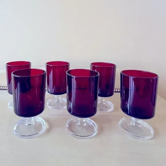 Set of 6 Luminarc Cavalier Ruby Red Cordial Glasses