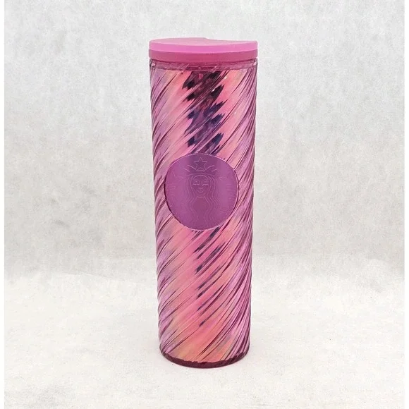 Starbucks 2022 Christmas Holiday Sangria Pink Spiral Textured Tumbler 16oz Cup