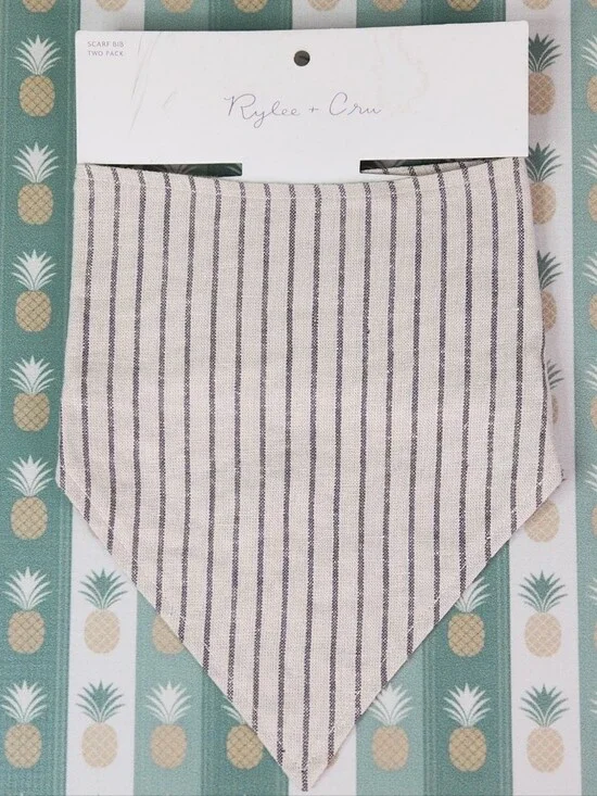 Rylee + Cru Cream and Navy Striped Bandana Bib