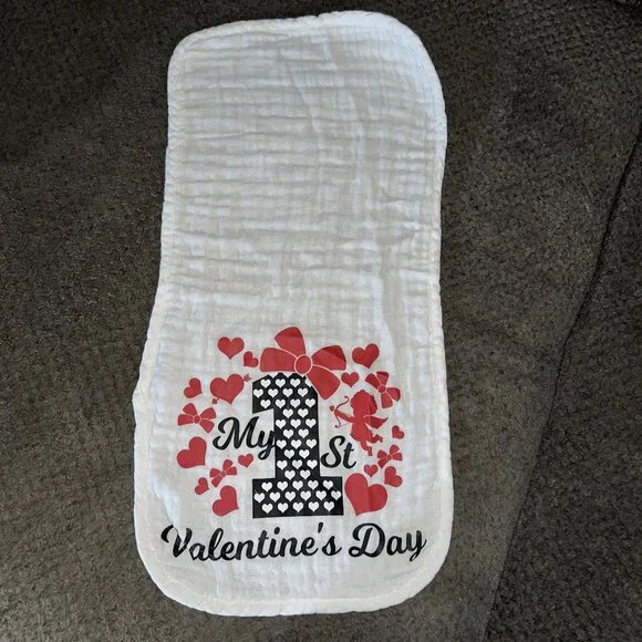 NEW Handcrafted 1st Valentine's Day Burp Cloth