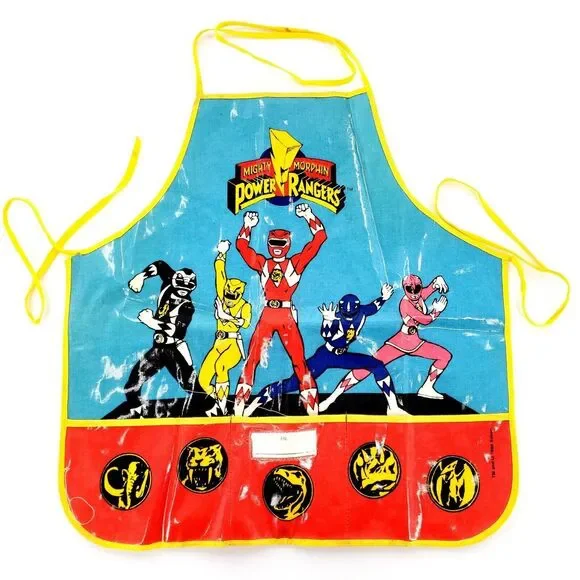 Saban 1994 Power Rangers Children's Kids Plastic Coated Apron w/ Pockets *READ*