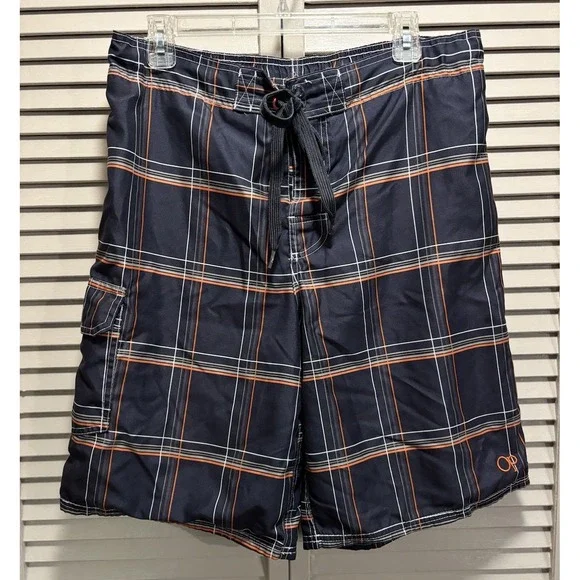 OP Swim Shorts Mens‎ Size M (32-34) Lined Elastic/Tie Waist Pockets Mid Rise