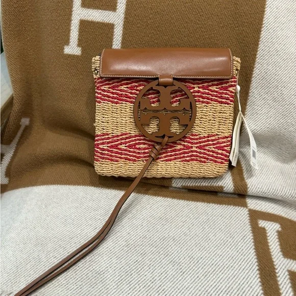 Tory Burch Red and Brown Leather Crossbody Bag