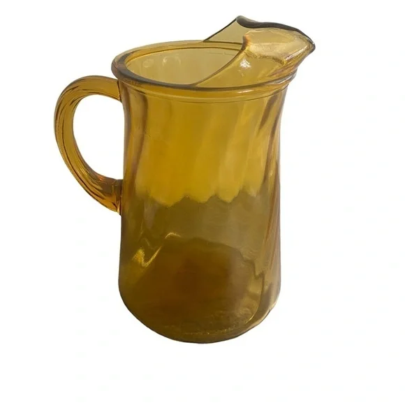 Vintage 1960’s Bartlett-Collins Amber Swirl Pattern Two Quart‎ Glass Pitcher EUC