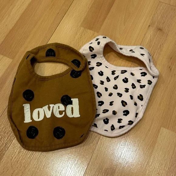 Set of two just one you bibs in cheeta and dot