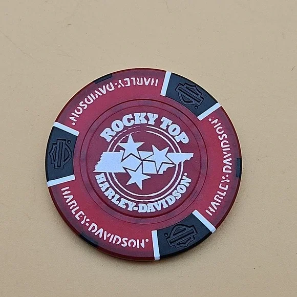 Harley Davidson Poker Chip Rocky Top Tennessee Pigeon Forge Red Black