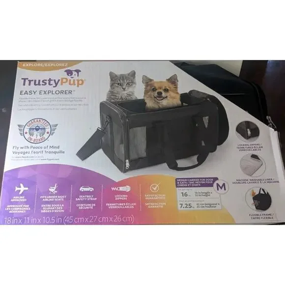 Trusty Pup Easy Explorer Carrier 52000 Cat Dog Up To 16 Pounds Black Secure Mesh
