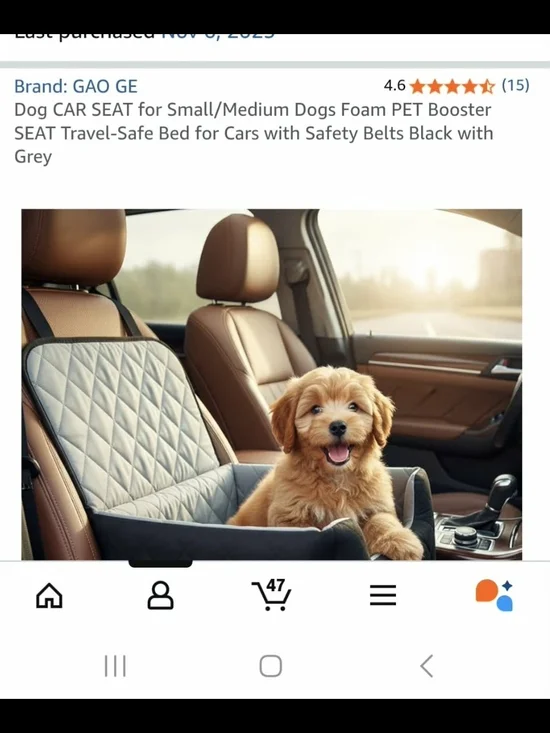 Gray Dog Car Seat Booster for Small/Medium Dogs