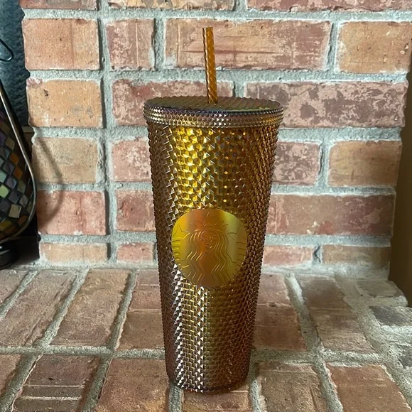 Starbucks Limited Edition 2021 50th Anniversary Honeycomb Gold Studded Cold Cup