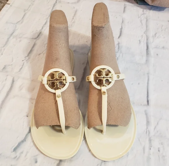 Tory Burch Miller Jelly Sandals Cream Size 7