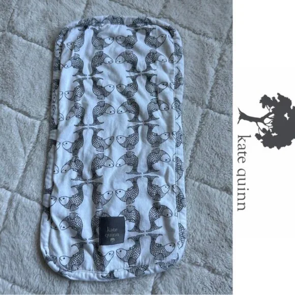 Kate Quinn | Black and White Koi Print Burp Cloth | One Size