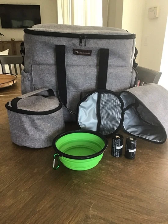 Modoker Dog/Cat Travel Bag, a grey weekend pet travel organizer tote.