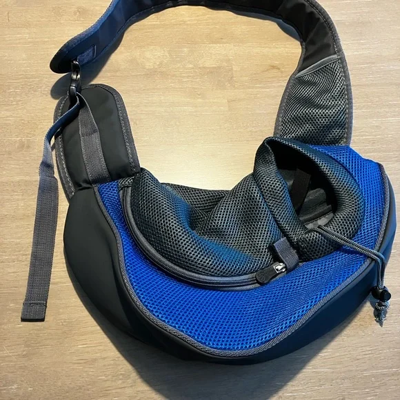 Blue & Black Pet Sling Carrier - Comfortable Dog Travel Sling