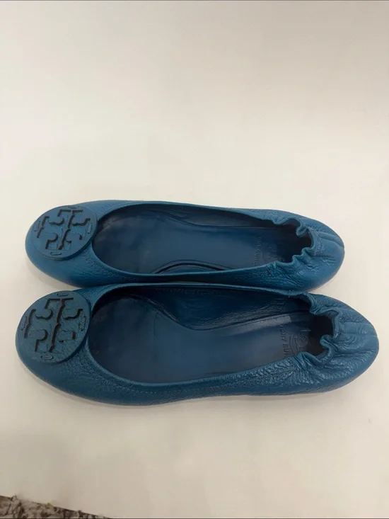 Tory Burch Reva blue leather flats size 8.5 M