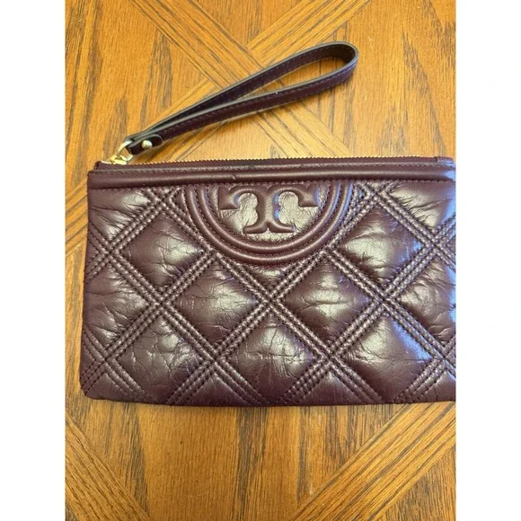 Tory Burch Fleming Soft Leather Burgundy Wristlet NWT