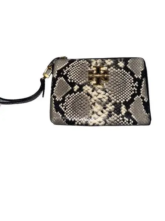 Tory Burch Snakeskin Print Leather Wristlet Clutch