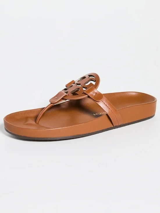 Tory Burch Women's Miller Cloud Leather Sandal - Bourbon Miele
