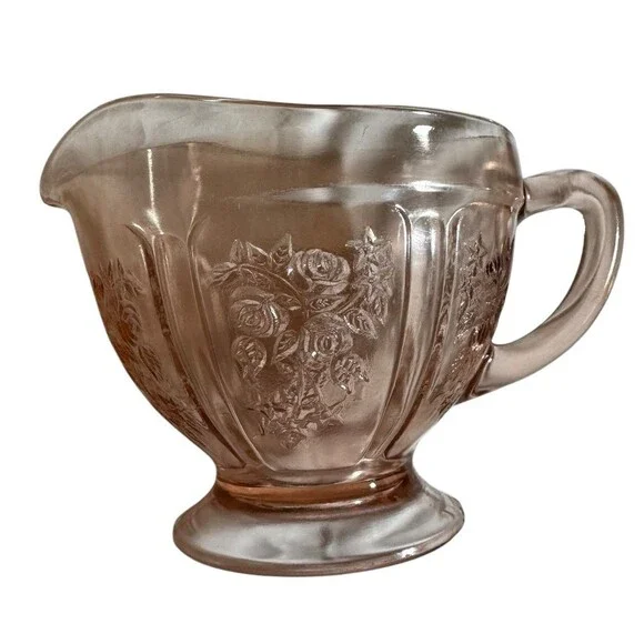 Depression Glass Creamer Sharon Cabbage Rose‎ Pink Vintage 1930s