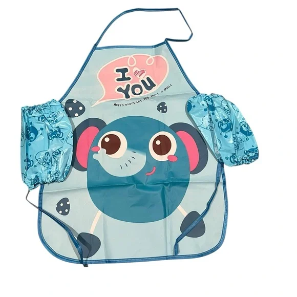 Kids Art Smock Apron Elephant Design Waterproof Long Sleeve