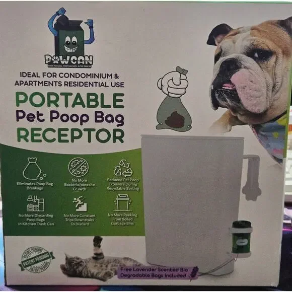 Portable Pet Poop Bag Receptor PawCan Outdoor Dog Waste Bin Holder w/ Bags OB