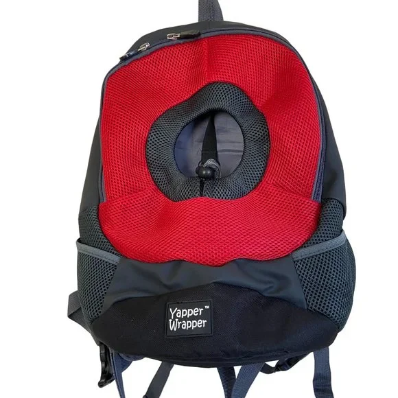 Yapper Wrapper Pet Travel Carrier Bag Backpack Red Grey & Black 15
