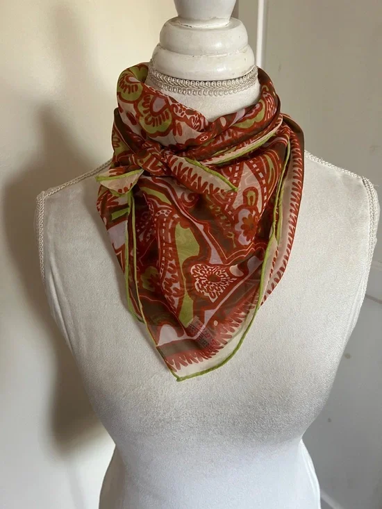 Vintage Sally Gee Paisley Psychedelic Festival Silk Blend Square Scarf - 28