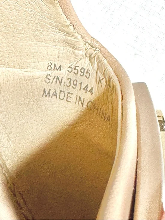 Tory Burch Leather Ballet Flats Gold Logo Nude Beige Size 8M
