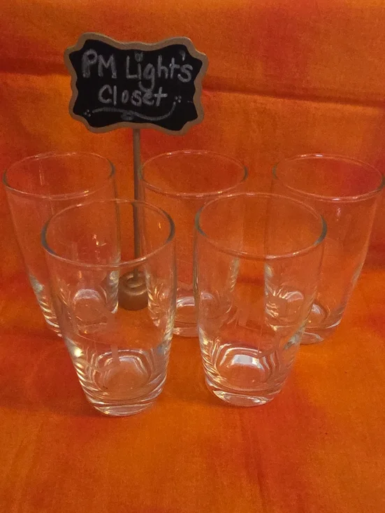 Set of 5 Clear Glass Tumbler Vintage Etched 