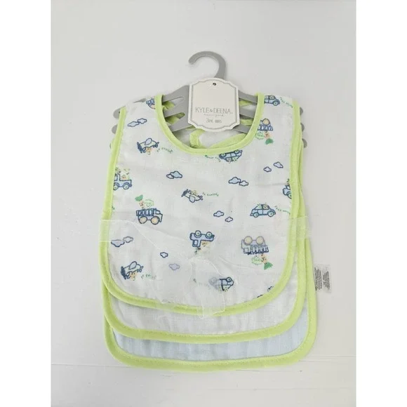 Kyle & Deena Baby Bandana Bib 3 Pack green blue truck boy NWT