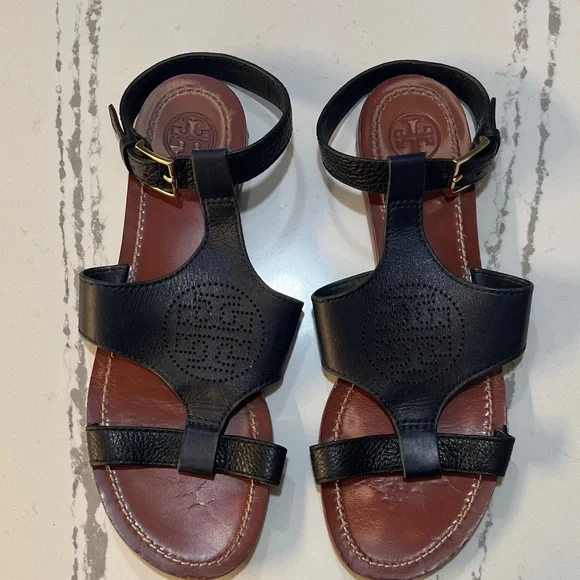 Tory Burch Black Leather Sandals size 7.5M