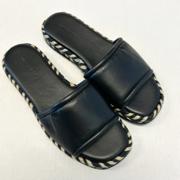 Tory Burch leather slide espadrilles